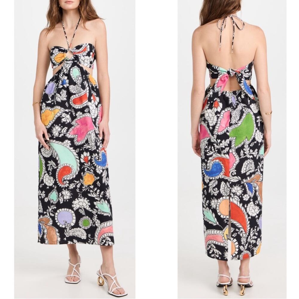 MARA HOFFMAN Laila Paisley Print Cutout Halterneck Maxi Dress Size XXS